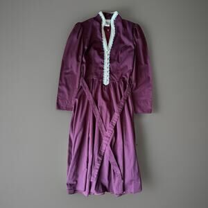 Vintage Gunne Sax Dress Women's Small Maroon Lace and Taffeta 80s Boho Glam
